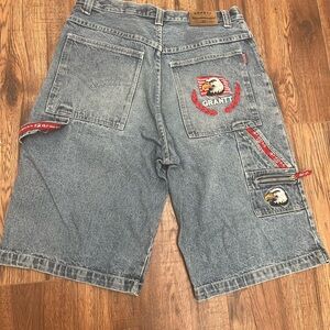 Vintage Grantt Denim Shorts Men’s 34 Baggy Embroidered Hip Hop Y2K 90s